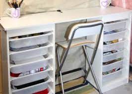In my craft room, i put ikea legs on ikea kallax units and alex drawers to get them up to the height i wanted and give them a little extra flair! Amazing Ikea Craft Table Hack Made Out Of 2 Storage Shelves
