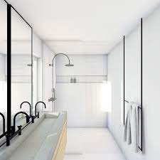 wit gestucte badkamer met witte moseik op de vloer wand en plafond in de inloop douche ontworpen door de nieuwe context witte badkamer badkamer wanden