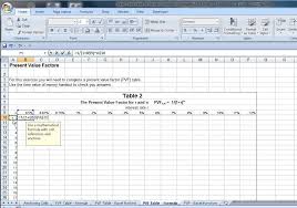 excel pv factor table algebraic formula