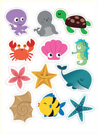 Under The Sea Cake Toppers Sea Creatures Printable Topper Etsy Animal Baby Birthday Under The Sea Party Baby Birthday