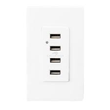 The plates may have openings that provide access to switches, push buttons, outlets, and other components on the devices inside the enclosure. White Usb Wall Outlet Usb Electrical Outlet 4 Usb Ports With 2 Wall Plates