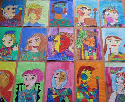 Could also do with fourth and third using watercolor instead of oil pastels. Kunstprojekt Zwei Gesichter Portraits Nach Pablo Picasso