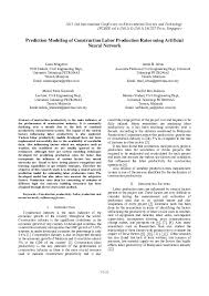 The construction industry in malaysia is among the major economic sectors that contribute significantly towards the economic growth of the conclusion. Pdf Prediction Modeling Of Construction Labor Production Rates Using Ann Dr Mohd Faris Khamidi Academia Edu