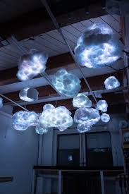 I made a cloud canopy using meteor lights, led strips, and polyfil! Interactive Cloud Fancy Com Ceiling Lights Diy Cloud Lamp Diy Diy Clouds