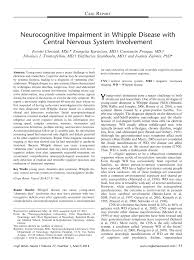 Last updated on may 13th, 2019. Pdf Neurocognitive Impairment In Whipple Disease With Central Nervous System Involvement