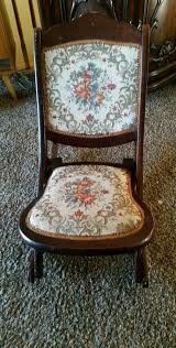 Vintage American Wooden Folding Rocking Sewing Chair Victorian Tapestry Chair Folding Rocking Chair Victorian Tapestries