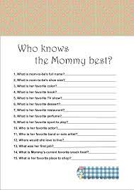 Helpful tips for planning a baby shower. Free Printable Who Know The Mommy Best Game