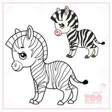 8 best zebra coloring pages for kids coloring pages. Cute Cartoon Little Zebra Color And Outlined On A White For Coloring Page Royalty Free Cliparts Vectors And Stock Illustration Image 124972978