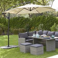 Corner Sofa With Overhanging Parasol Garden Furniture Outdoor Furniture Sets Grey Rattan Garden Furniture