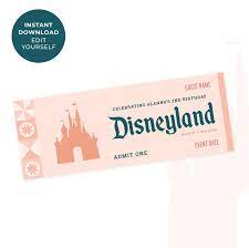 Disneyland Ticket Invitation Disneyland Seating Ticket Etsy Disney Birthday Party Disney Theme Party Disneyland Tickets