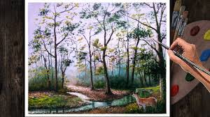 Acrylic Landscape Painting Easy Lesson Time Lapse Deer In The Forest F Landscape Painting Tutorial Landscape Paintings Acrylic Fine Art Painting Techniques