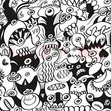 Crazy Doodles In A Funny Seamless Pattern Design Illustratoons Funny Doodles Seamless Patterns Pattern Design