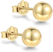 Curbside pickup · jewelry sale · shop best sellers Amazon Com 18k Gold Plated Sterling Silver Ball Stud Earrings 3mm 8mm Options Simple Polished Ball Studs Hypoallergenic Jewelry 10mm Clothing