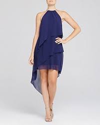 Laundry By Shelli Segal Embellished Neck Asymmetric Tiered Dress Women Bloomingdale S Tiered Dress Dresses Asymmetrical Tiered Dress
