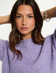 Cropped round neck sweater parma purple women