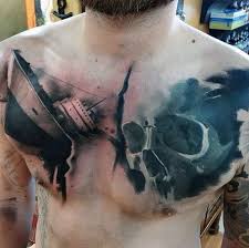 50 Skull Chest Tattoo Designs For Men Haunting Ink Ideas Black Watercolor Tattoo Tattoos Tattoo Designs Men