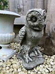 Resin owl ornament on tree branch garden statue to keep pests away brown. Home Garden Reconstituted Limestone Large Eagle Statuevintage Concrete Garden Ornament Decor