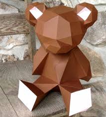 Teddy Bear 3d Papercraft You Get Pdf Digital File With This Etsy Paper Crafts Paper Sculpture Crafts