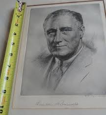 SIGNED Harry Moskowitz, President Franklin D. Roosevelt, Etching framed