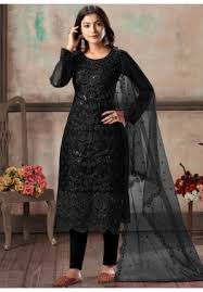 Festival wear gather suit set with gota work and bandhini dupatta. Black Salwar Kameez Buy Latest Black Color Salwar Suit Online