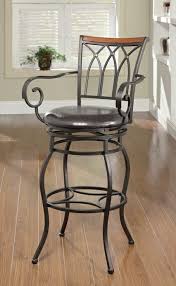 Product titlektaxon 2pieces adjustable swivel bar stool chairs wi. 102575 Swivel Metal Bar Stool With Arms Decorative Wood Back And Vinyl Padded Round Seat