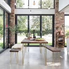Wooden dining table with metal legs ukfcu olbers. Ouseburn Hairpin Leg Solid Wood Dining Table