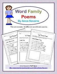 Word Family Poems Word Families Word Family Poem Kindergarten Reading Books
