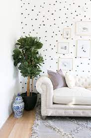 Diy Brush Stroke Inspired Polka Dot Wall Polka Dot Walls Living Room Diy Room Design
