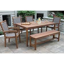 Luxedecor has lounge sets and dining sets for a cohesive look and carries a wide selection of patio tables , patio seating , and patio accessories. Outdoor Interiors 6 Piece Eucalyptus Dining Set In Brown Bed Bath Beyond