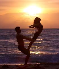 Romantic Couple At Beach Couples Yoga Poses Couples Yoga Acro Yoga