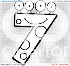 Stats on this coloring page. Cartoon Clipart Of A Black And White Four Eyed Number Seven Character Vector Outlined Coloring Page By Cory Thoman 1142629