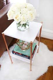 distressed decor:plumbing iron pipe, reclaimed real wood and baking varnish. Copper Pipe Side Table Diy A Beautiful Mess