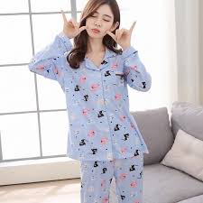 Elegant Luxury Women Comfortable Cotton Pajama Set Girl Print Pyjama Set Long Sleeve Slee Sleeves Designs For Dresses Night Suit For Girl Night Dress For Women