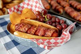 Close sandwiches and gently press. Bacon Wrapped Cheese Hot Dogs Barbara Bakes