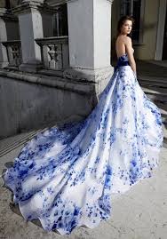 Blue And White Wedding Dress By Stefano Blandaleone Colored Wedding Dresses Blue Wedding Dress Royal Unique Wedding Dresses Color