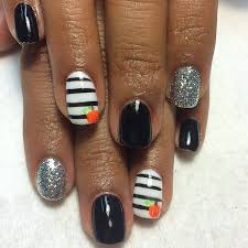 Black And White Striped Nails Halloween Colormynailssalon S Photo On Instagram With Images Cute Halloween Nails Halloween Nails Nails