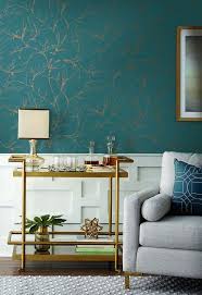 White Pine Wallpaper In Teal From Masterworks Collection By Ronald Red Burke Decor Summerli Wallpaper Living Room Teal Living Rooms Summer Living Room Decor