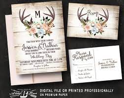 Deer Antler Wedding Invitation The Hunt Is Over Invitations Etsy Antler Wedding Invitations Wedding Invitations Boho Rustic Wedding Invitation Set