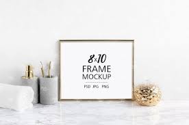 Download 8x10 Gold Frame Mockup Horizontal Bathroom Frame Mockup Etsy