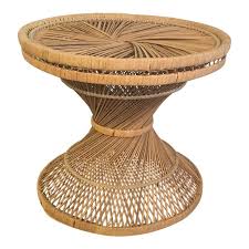 1960s Vintage Rattan Hourglass Table Side Table Table Rattan
