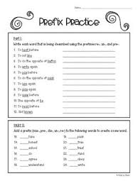 Prefix Practice Prefix Practice Prefixes Prefix Worksheet