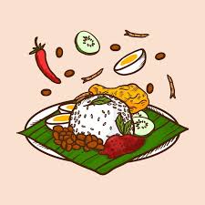 Nasi lemak can be cooked in a variety of ways, ranging from the malay, chinese and indian variation. Free Vector Engraving Hand Drawn Nasi Lemak
