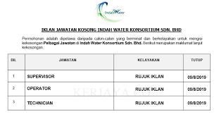 Check spelling or type a new query. Jawatan Kosong Terkini Indah Water Konsortium Supervisor Operator Dll Kerja Kosong Kerajaan Swasta