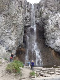 The waterfall is massive at about 250 feet tall and has a very unique character because two creeks meet at the top and meet mid plunge. Yellowstone National Park Fitpacking Trip 2020