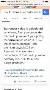 how to calculate the surrender value of lic policy quora