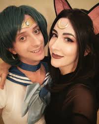 Happy Halloween from Luna and Mercury! 😘😽 I made the ears and crescent  moon in like 10 minutes so that I could match Jared's...