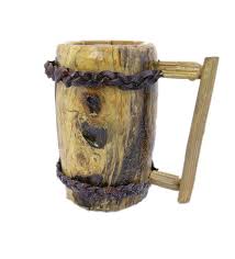 Large Wooden Tankard Viking Style Staved With Braided Leather Trim Wooden Beer Mug Viking Style Tankard