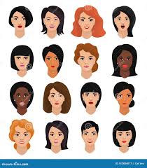 Woman Portrait Female Character Face of Girl with Hairstyle and Cartoon  Person with Various Skin Tone Illustration Set Stock Illustration -  Illustration of female, human: 152834017