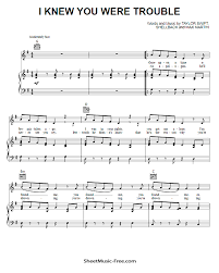Download I Knew You Were Trouble Sheet Music Pdf Taylor Swift Sheet Music Pdf Sheet Music Lyrics And Chords
