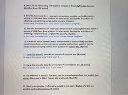 Simple random sampling (also referred to as random sampling) is the purest and the however, application of random sampling methods in practice can be quite difficult due to the need for the complete the method of lottery is the most primitive and mechanical example of random sampling. Solved Use The Following Scenario To Answer Questions 1 Chegg Com
